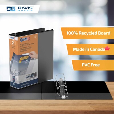 Davis Group QuickFit 2" 3-Ring Standard Binders, D-Ring, Black, 6/Pack (87031-06)