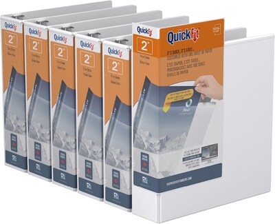 Davis Group QuickFit 2 3-Ring Standard Binders, D-Ring, White, 6/Pack (87030-06)