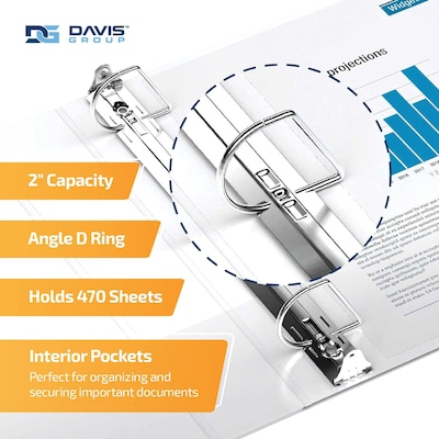 Davis Group QuickFit 2 3-Ring Standard Binders, D-Ring, White, 6/Pack (87030-06)