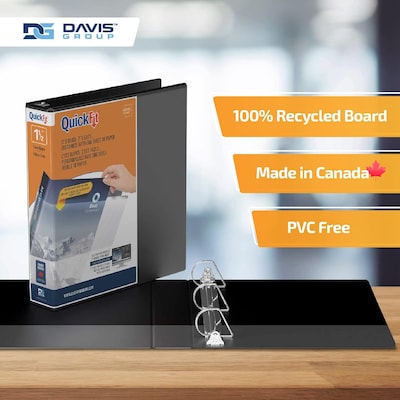 Davis Group QuickFit 1 1/2" 3-Ring Standard Binders, D-Ring, Black, 6/Pack (87021-06)