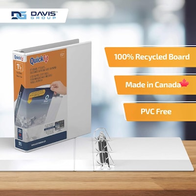 Davis Group QuickFit 1 1/2" 3-Ring Standard Binders, D-Ring, White, 6/Pack (87020-06)