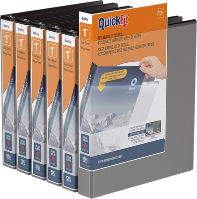 Davis Group QuickFit 1 3-Ring Standard Binders, D-Ring, Black, 6/Pack (87011-06)