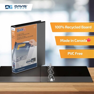 Davis Group QuickFit 1" 3-Ring Standard Binders, D-Ring, Black, 6/Pack (87011-06)