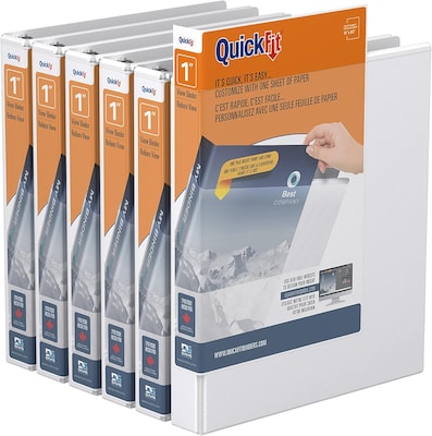 Davis Group QuickFit 1 3-Ring Standard Binders, D-Ring, White, 6/Pack (87010-06)