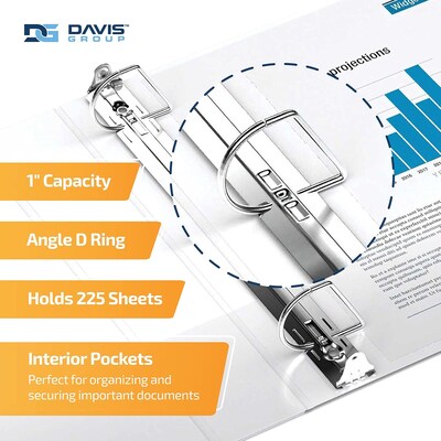 Davis Group QuickFit 1 3-Ring Standard Binders, D-Ring, White, 6/Pack (87010-06)