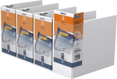 Davis Group QuickFit 5 3-Ring Standard Binders, D-Ring, White, 4/Pack (87070-04)