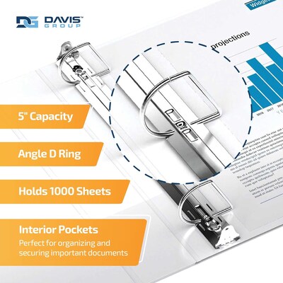 Davis Group QuickFit 5 3-Ring Standard Binders, D-Ring, White, 4/Pack (87070-04)