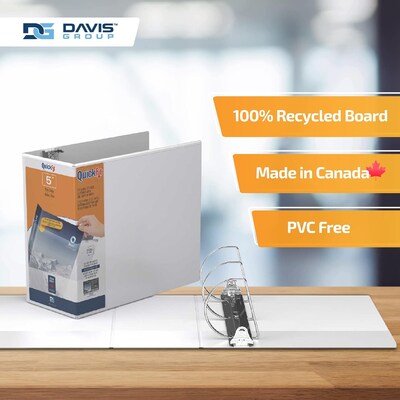 Davis Group QuickFit 5" 3-Ring Standard Binders, D-Ring, White, 4/Pack (87070-04)