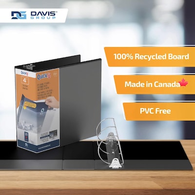 Davis Group QuickFit 4" 3-Ring Standard Binders, D-Ring, Black, 4/Pack (87061-04)