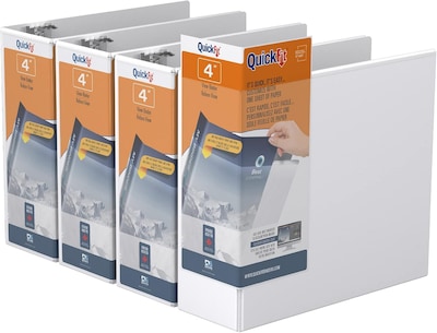 Davis Group QuickFit 4 3-Ring Standard Binders, D-Ring, White, 4/Pack (87060-04)