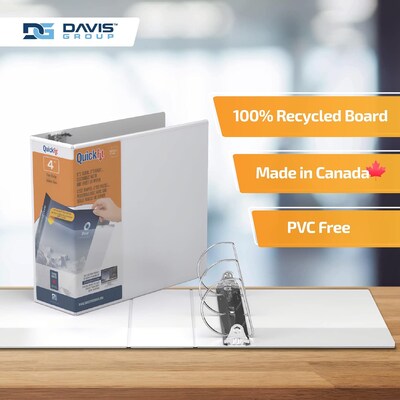 Davis Group QuickFit 4" 3-Ring Standard Binders, D-Ring, White, 4/Pack (87060-04)