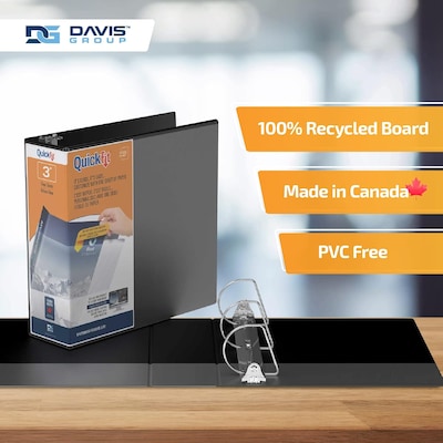 Davis Group QuickFit 3" 3-Ring Standard Binders, D-Ring, Black, 6/Pack (87051-06)