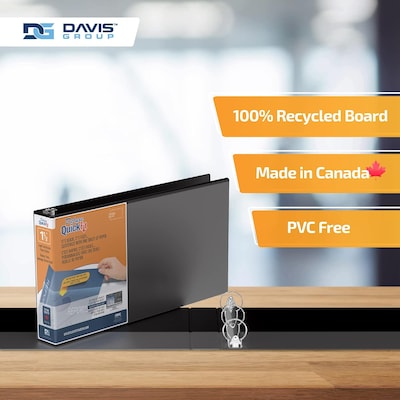 Davis Group QuickFit Heavy Duty 1 1/2" 3-Ring Standard Binders, Black, 4/Pack (95021L-04)