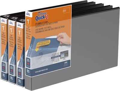 Davis Group QuickFit Heavy Duty 1 3-Ring Standard Binders, Black, 4/Pack (95011L-04)