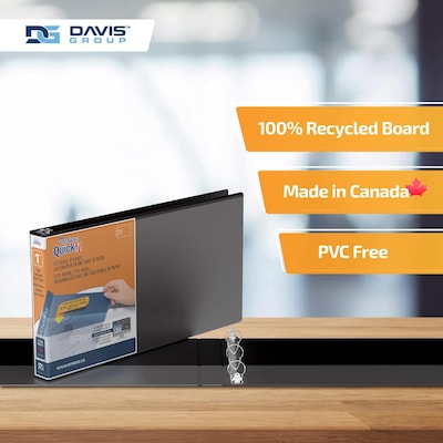 Davis Group QuickFit Heavy Duty 1" 3-Ring Standard Binders, Black, 4/Pack (95011L-04)
