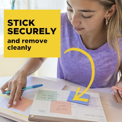 Post-it Transparent Sticky Notes, 2.8" x 2.8", Pastels, 36 Sheets/Pad, 2 Pads/Pack (600-2PASTEL)