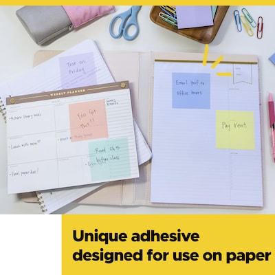 Post-it Transparent Sticky Notes, 2.8" x 2.8", Pastels, 36 Sheets/Pad, 2 Pads/Pack (600-2PASTEL)