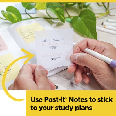 Post-it Transparent Sticky Notes, 2.8" x 2.8", Pastels, 36 Sheets/Pad, 2 Pads/Pack (600-2PASTEL)