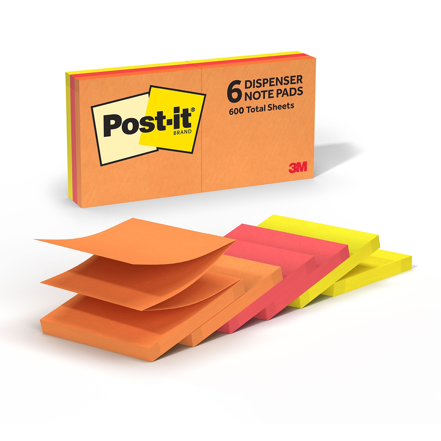 Post-it Pop-up Notes, 3 x 3, Sunburst Collection, 100 Sheets/Pad, 6 Pads/Pack (R330-SUN)