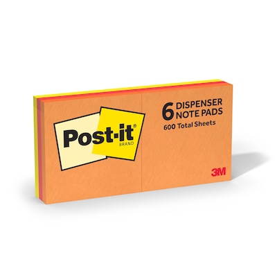 Post-it Pop-up Notes, 3 x 3, Sunburst Collection, 100 Sheets/Pad, 6 Pads/Pack (R330-SUN)