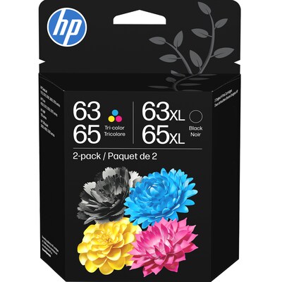 HP 63/65XL Black High Yield and Tri-Color Standard Yield Ink Cartridge, 2/Pack (B87FDAN)