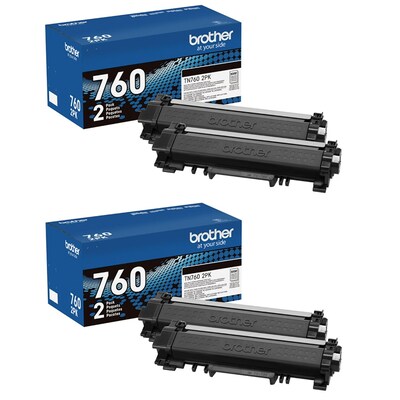 Brother TN760 Black High Yield Toner Cartridge, 4/Pack (TN7604PK-STP)