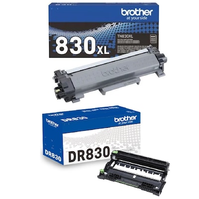 Brother TN830XL Black High YieldToner Cartridge & Drum Unit Bundle, 2/Bundle (DR830TN830XL-STP)