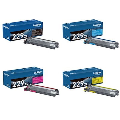 Brother TN229 Black/Cyan/Magenta/Yellow High Yield Toner Cartridge, 4/Pack (TN229XL4PK-STP)