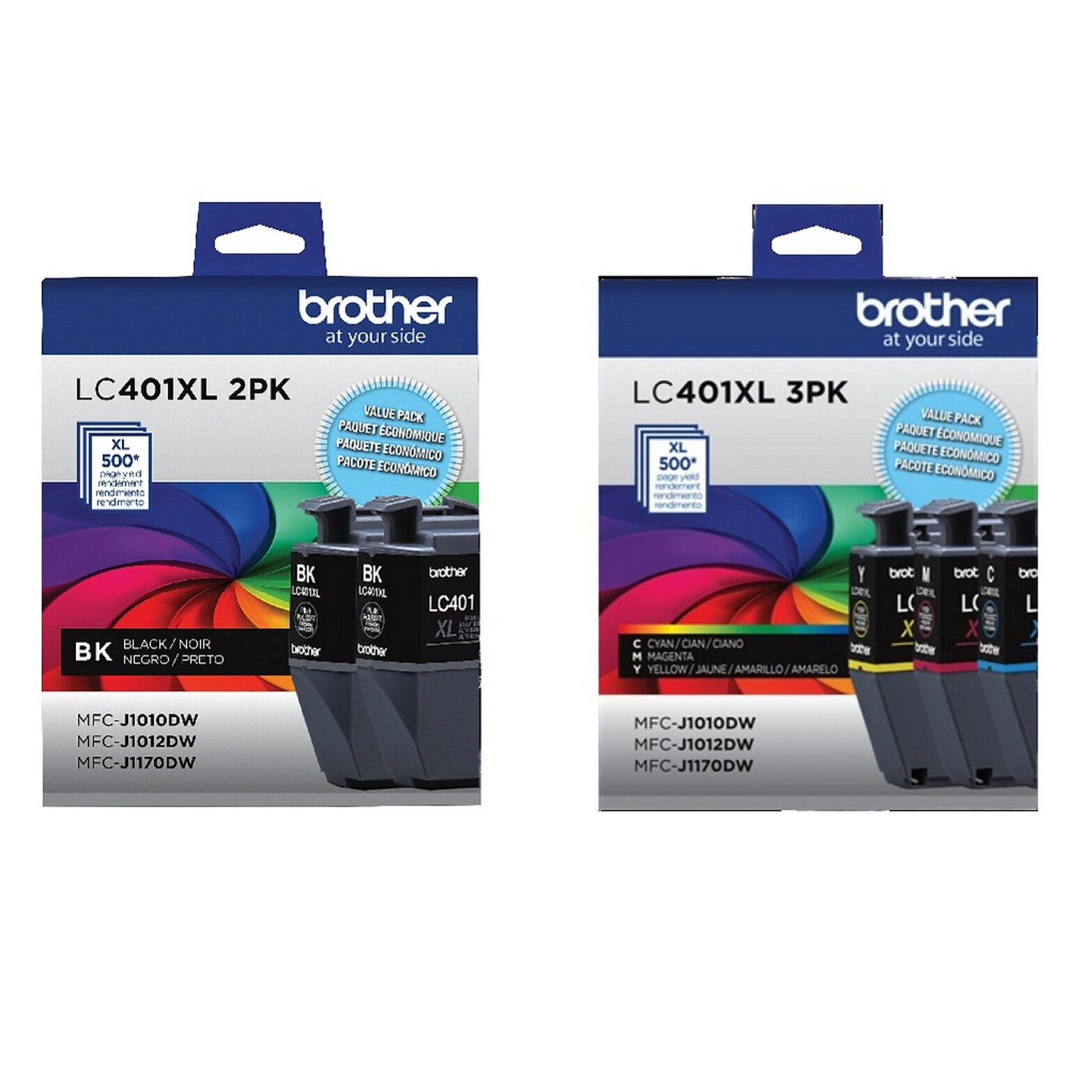 Brother LC401XL Black/Cyan/Magenta/Yellow High Yield Ink Cartridges, 5/Pack (LC401XL5PKS-STP)