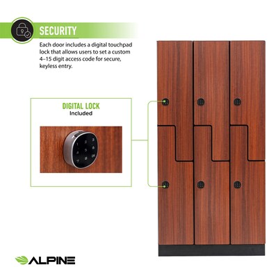 Alpine Industries 72" 2-Tier 3-Column Storage Locker, Walnut (TPL-Z-W-3-SPW-WTTR)