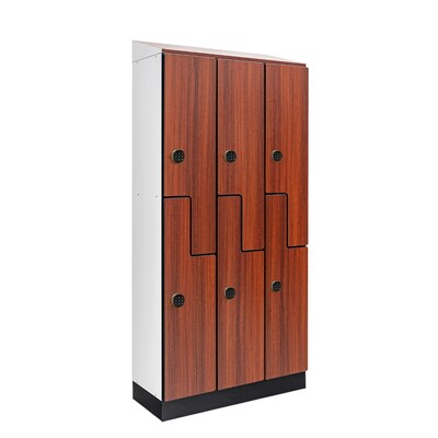 Alpine Industries 72" 2-Tier 3-Column Storage Locker, Walnut (TPL-Z-W-3-SPW-WTTR)