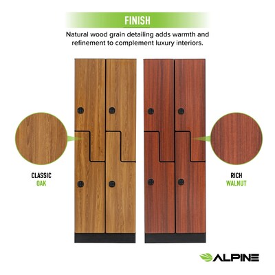 Alpine Industries 72" 2-Tier 2-Column Storage Locker, Walnut (TPL-Z-W-2-SPW-WTD)