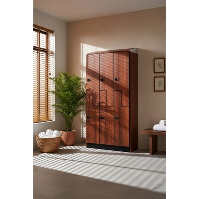 Alpine Industries 72 2-Tier 1-Column Storage Locker, Walnut (TPL-Z-W-1-SPW- WTS)