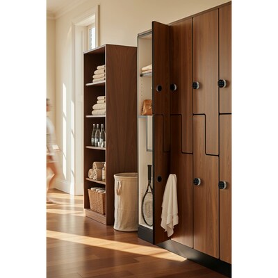Alpine Industries 72 2-Tier 3-Column Storage Locker, Oak (TPL-Z-O-3-SPO-WTTR)