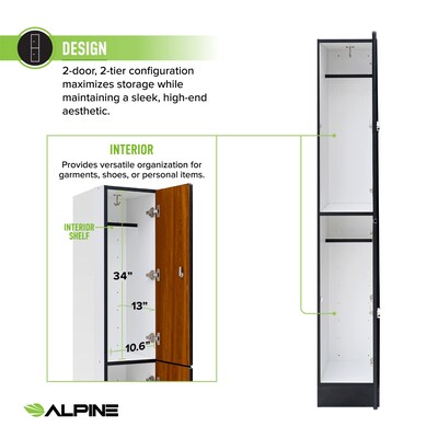Alpine Industries 72" 2-Tier 1-Column Storage Locker, Oak (TPL-O-1-SPO-WTS)