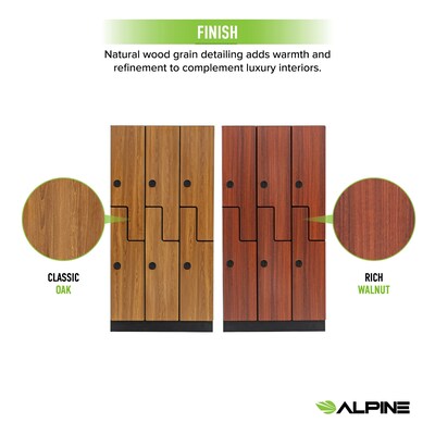 Alpine Industries 72" 2-Tier 3-Column Storage Locker, Walnut (701-Z-W-3-TPL-MK)