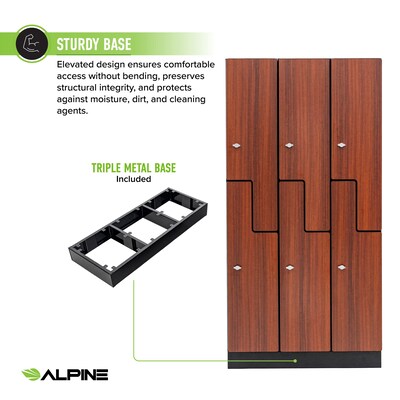Alpine Industries 72" 2-Tier 3-Column Storage Locker, Walnut (701-Z-W-3-SPW-WTTR)
