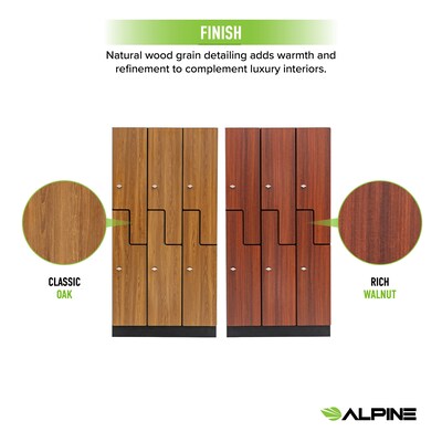 Alpine Industries 72" 2-Tier 3-Column Storage Locker, Walnut (701-Z-W-3-SPW-WTTR)