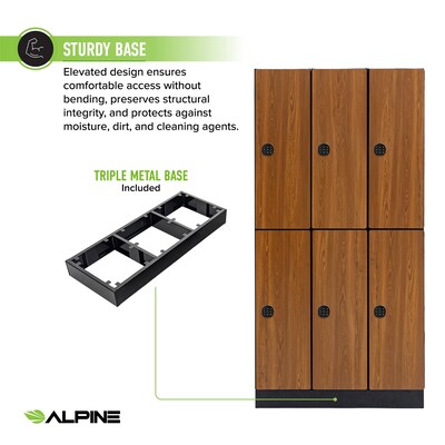 Alpine Industries 72" 2-Tier 3-Column Storage Locker, Oak (TPL-O-3-SPO-WTTR)