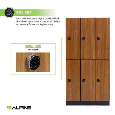 Alpine Industries 72" 2-Tier 3-Column Storage Locker, Oak (TPL-O-3-SPO-WTTR)