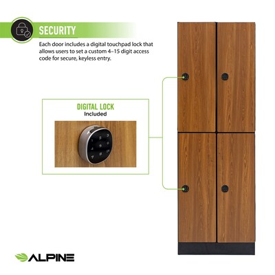 Alpine Industries 72" 2-Tier 2-Column Storage Locker, Oak (TPL-O-2-SPO-WTD)