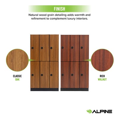 Alpine Industries 72" 2-Tier 3-Column Storage Locker, Walnut (TPL-W-3-SPW-WTTR)