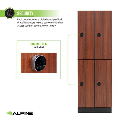 Alpine Industries 72" 2-Tier 2-Column Storage Locker, Walnut (TPL-W-2-SPW-WTD)