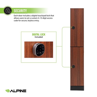 Alpine Industries 72" 2-Tier 1-Column Storage Locker, Walnut (TPL-W-1-SPW-WTS)