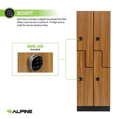 Alpine Industries 72" 2-Tier 2-Column Storage Locker, Oak (TPL-Z-O-2-SPO-WTD)