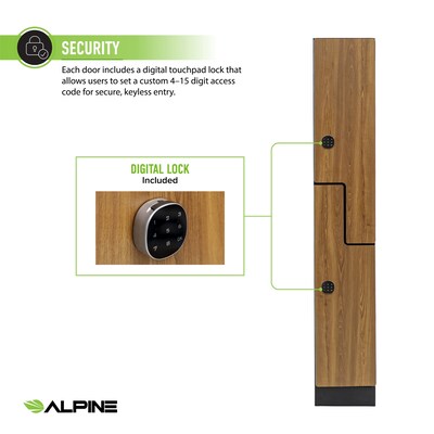 Alpine Industries 72" 2-Tier 1-Column Storage Locker, Oak (TPL-Z-O-1-SPO-WTS)