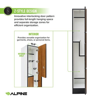 Alpine Industries 72" 2-Tier 1-Column Storage Locker, Oak (TPL-Z-O-1-SPO-WTS)