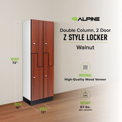 Alpine Industries 72" 2-Tier 2-Column Storage Locker, Walnut 701-Z-W-2-MK)