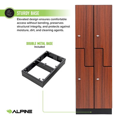 Alpine Industries 72" 2-Tier 2-Column Storage Locker, Walnut 701-Z-W-2-MK)