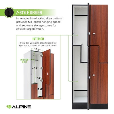 Alpine Industries 72" 2-Tier 2-Column Storage Locker, Walnut 701-Z-W-2-MK)